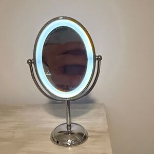 Modern Silver Vanity Mirror with LED Illumination